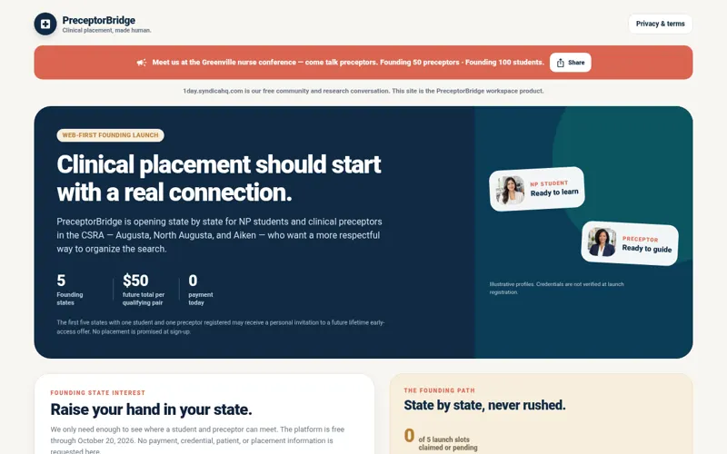PreceptorBridge home page